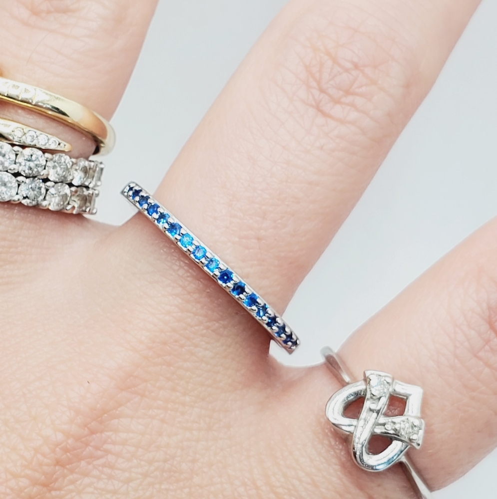 Blue Half Eternity Band Ring - Picture 5 of 6